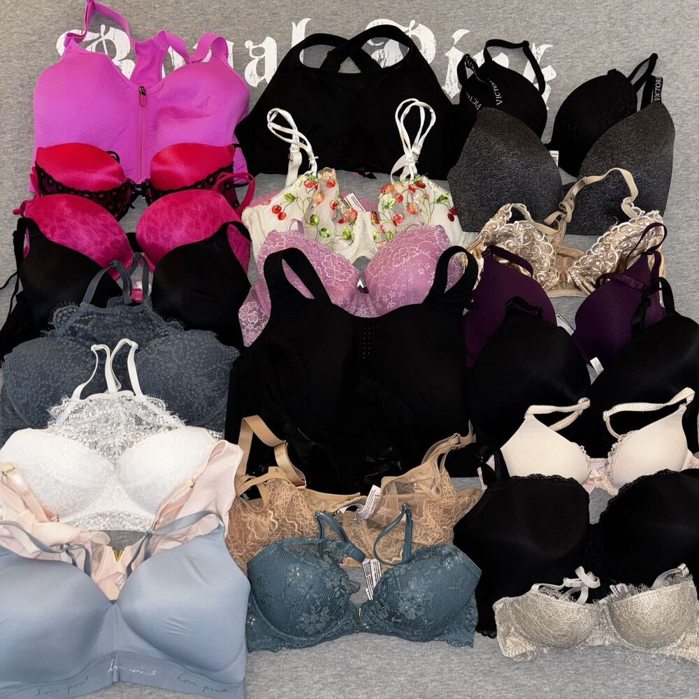 Victoria Secret & PINK Lot of 23 Bras All Sizes Reseller Bundle Like New EUC